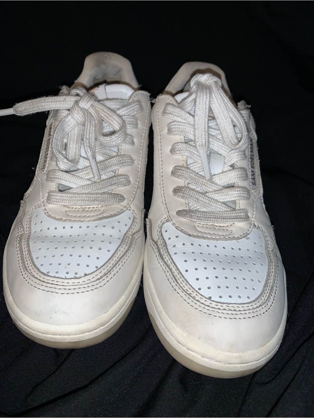 Sam Edelman Harper White Leather Sneakers Sz 7M Casual Luxe Tennis Shoes